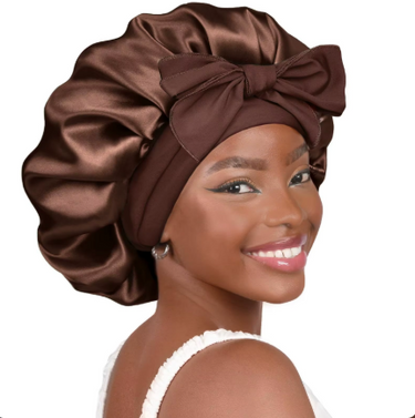 Large Satin Bonnet With Wrap Tie